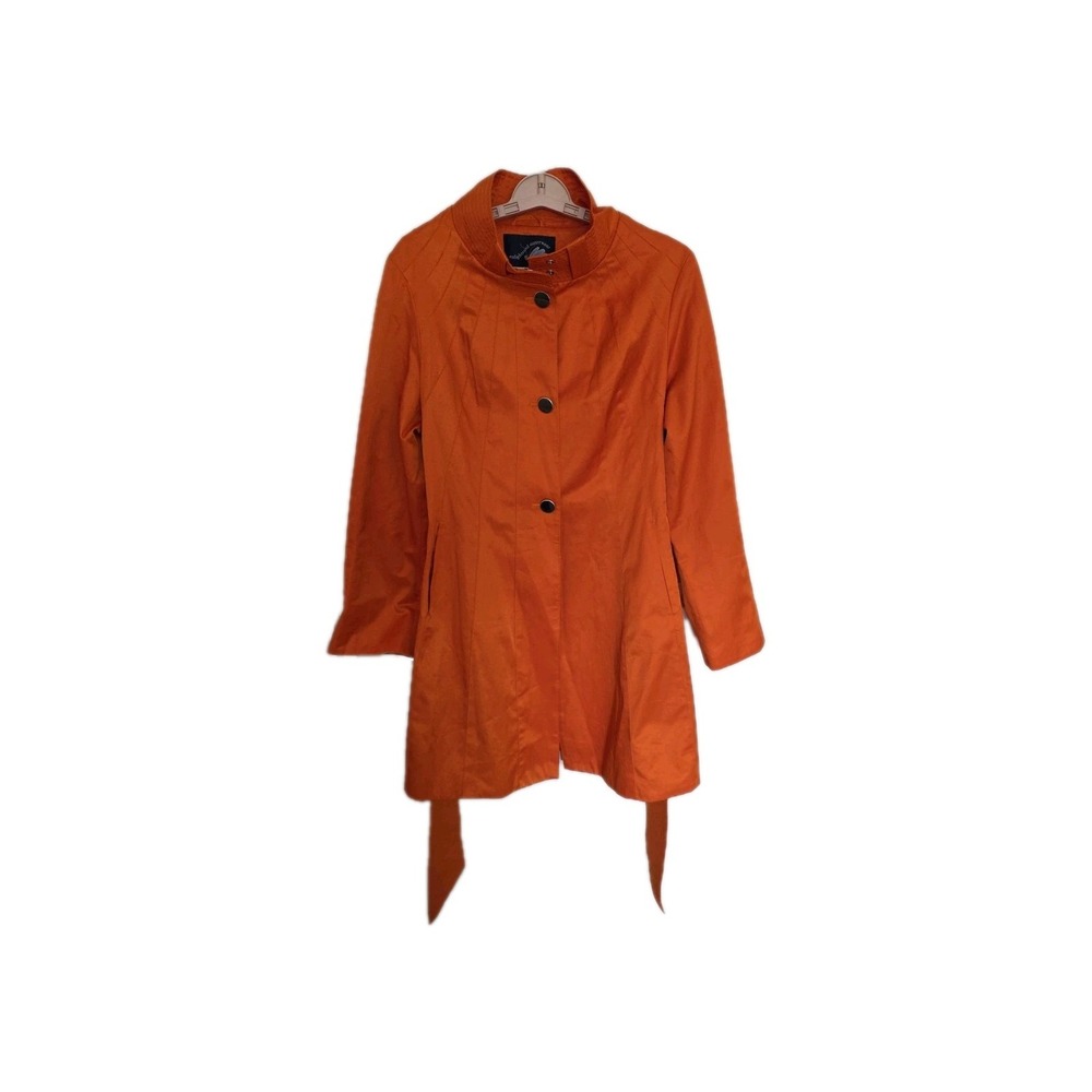 Green With Envy Jacket Womens XL Orange Belted Trench Coat Jacket